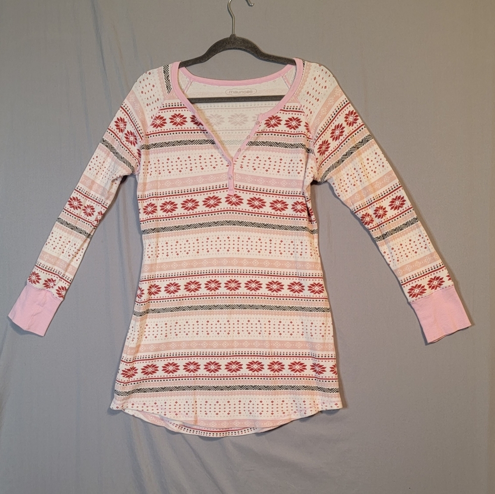 Maurices Pink and Red Patterned Pajama nightshirt